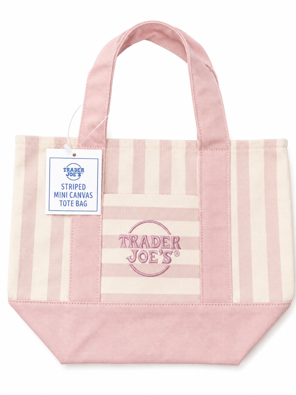 Trader Joe's Mini Tote Bags Set of 4 New Striped 1 of each color Limited Edition - Picture 4 of 5